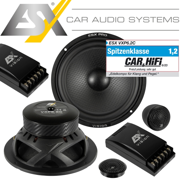 ESX Vision VXP-6.2C 16,5cm High End 2-Wege Komponenten Lautsprecher 165mm 250 Watt VXP6.2C